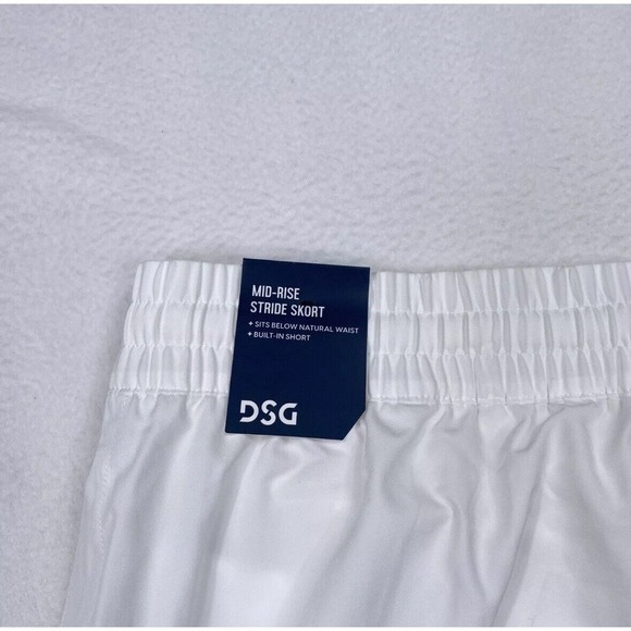 NEW DSG Mid-Rise Stride Golf Skort Built-In Bike Short Pocket White Size Large - Picture 5 of 8